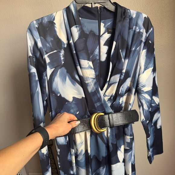 NWT Donna Karan New York FLORAL BELTED A LINE MIDI DRESS Sz 8 - Picture 8 of 14